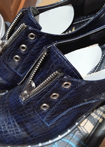 Diğer Yılan Desenli Fermuarlı Lacivert Kadın Sneakers