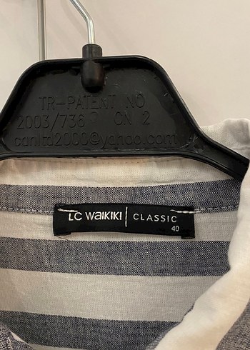 LC Waikiki Gri Çizgili Keten Kadın Gömlek