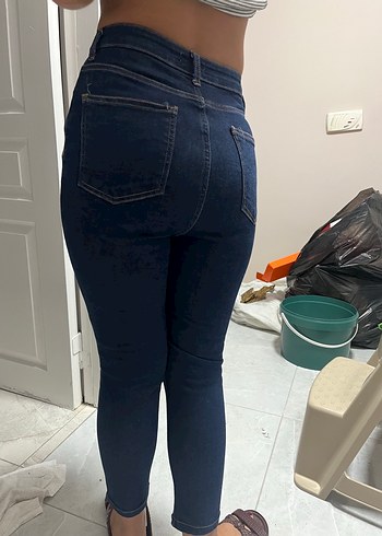 Diğer Koyu Lacivert Kadın Dar Kesim Midi Kot Pantolon