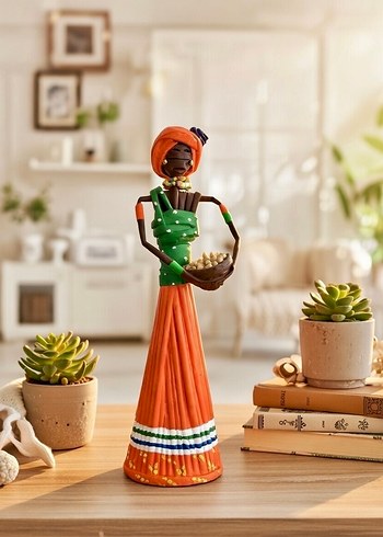 Renkli Turuncu Kadın Figürin - Görsel 6