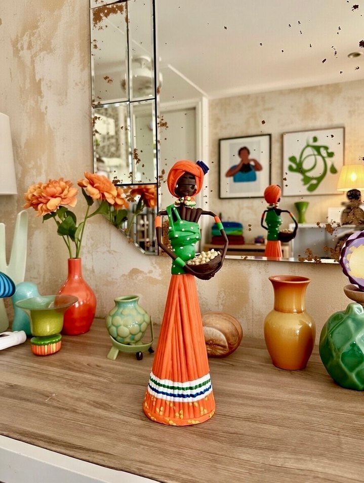 Renkli Turuncu Kadın Figürin - Görsel 3