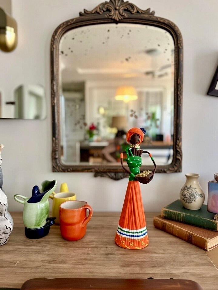 Renkli Turuncu Kadın Figürin - Görsel 2