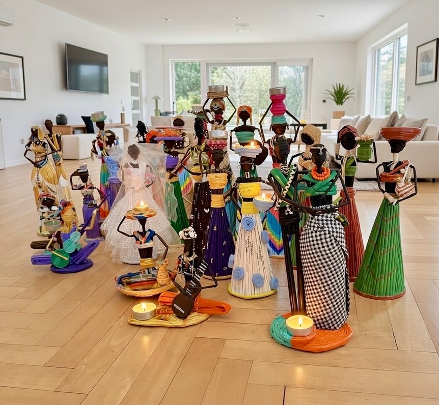 Afrikalı kadın el emeği mumluk - Görsel 4