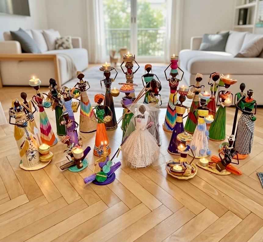 Afrikalı kadın el emeği mumluk - Görsel 5