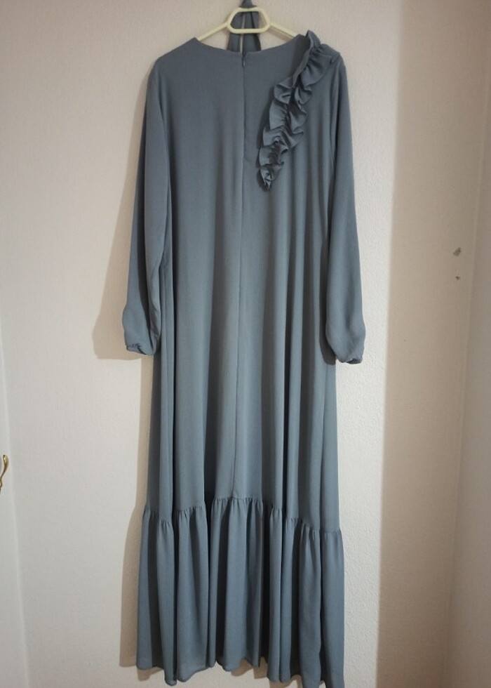 Gri Şifon elbise - Görsel 2