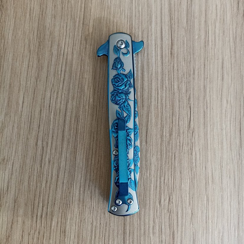 Mavi Gül Desenli Çok Amaçlı Katlanır Bıçak - Görsel 2