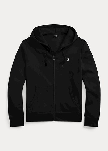 Siyah Kapüşonlu Fermuarlı Erkek Sweatshirt