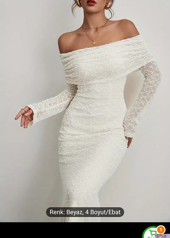 Dantel Detaylı Beyaz Uzun Abiye Elbise - Görsel 2