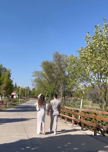 Omuzdan Askılı Beyaz Uzun Düz Gelinlik/ Nikah Elbisesi - Görsel 3