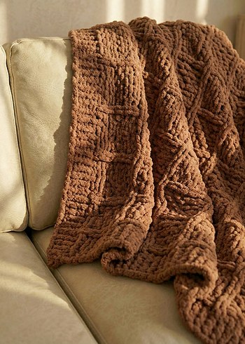 Kahverengi Örgü Tv Battaniyesi - Görsel 2