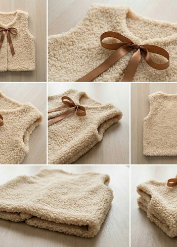 Kız Çocuk Bej Triko Yelek - Görsel 3