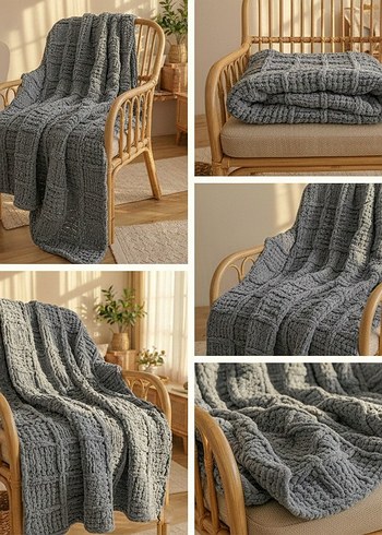 Mavi Örgü Tv Battaniyesi - Görsel 3