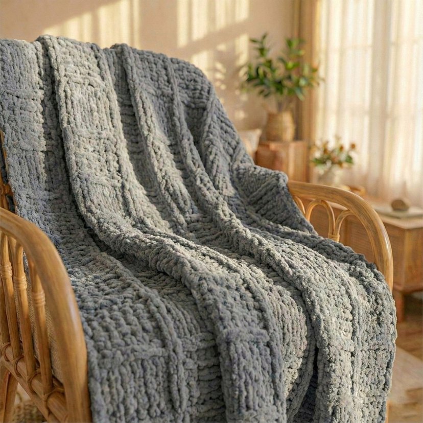 Mavi Örgü Tv Battaniyesi - Görsel 2