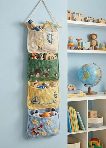 Nakışlı Çok Bölmeli Örgü Çocuk Düzenleyici - Görsel 2