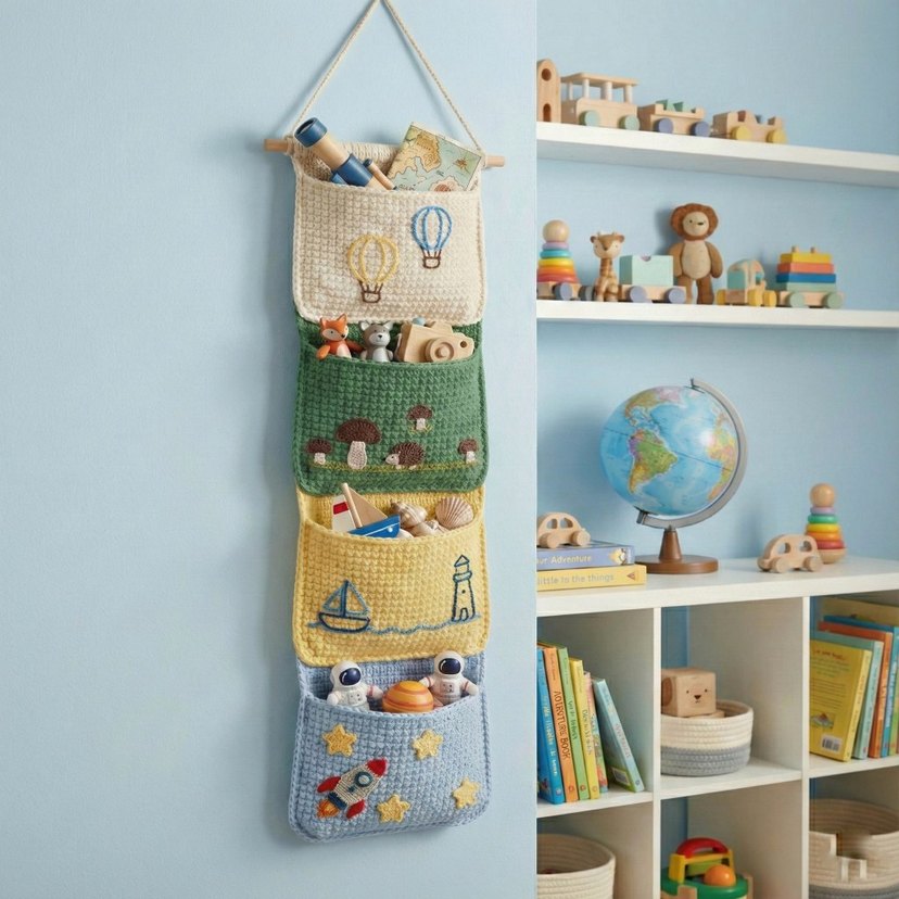 Nakışlı Çok Bölmeli Örgü Çocuk Düzenleyici - Görsel 2