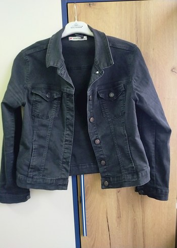 Koton Düğmeli Siyah Kadın kot Denim Ceket