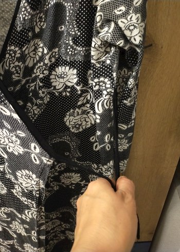 Gri Desenli Uzun Bohem Kadın  Sabahlık - Görsel 4