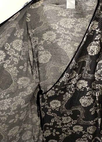 Gri Desenli Uzun Bohem Kadın  Sabahlık - Görsel 3