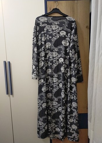 Gri Desenli Uzun Bohem Kadın  Sabahlık - Görsel 5