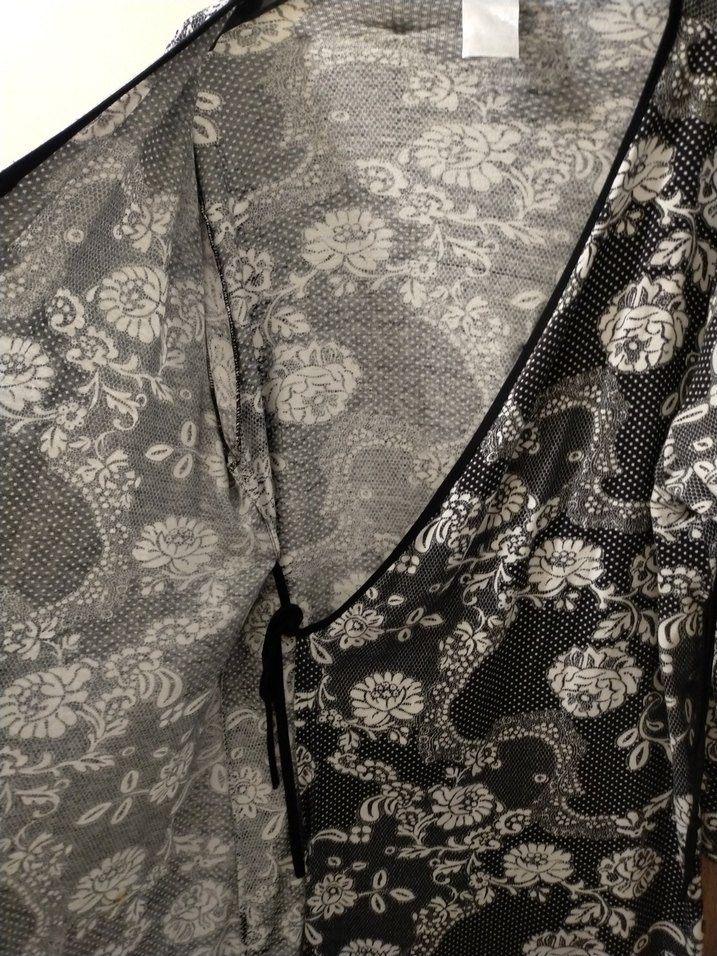 Gri Desenli Uzun Bohem Kadın  Sabahlık - Görsel 3