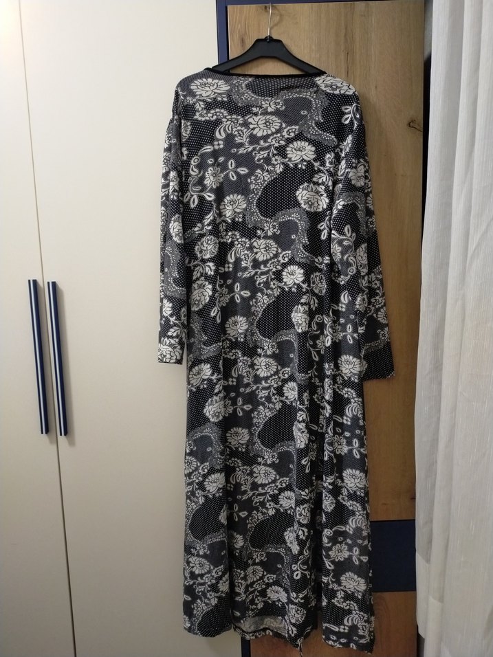 Gri Desenli Uzun Bohem Kadın  Sabahlık - Görsel 5