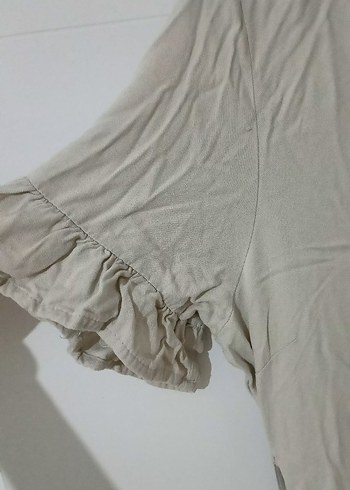 Defacto Bej Keten Uzun Düğmeli Elbise