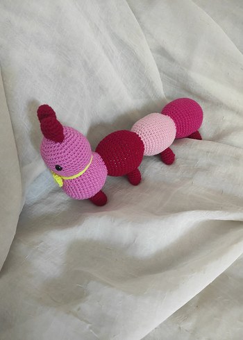 Renkli Pembe Örme Tırtıl Peluş Oyuncak