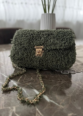 Nakışlı, Tokalı Mavi Kadın Çanta siyah haki - Görsel 4