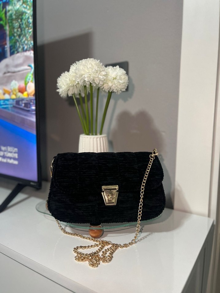 Nakışlı, Tokalı Mavi Kadın Çanta siyah haki - Görsel 3