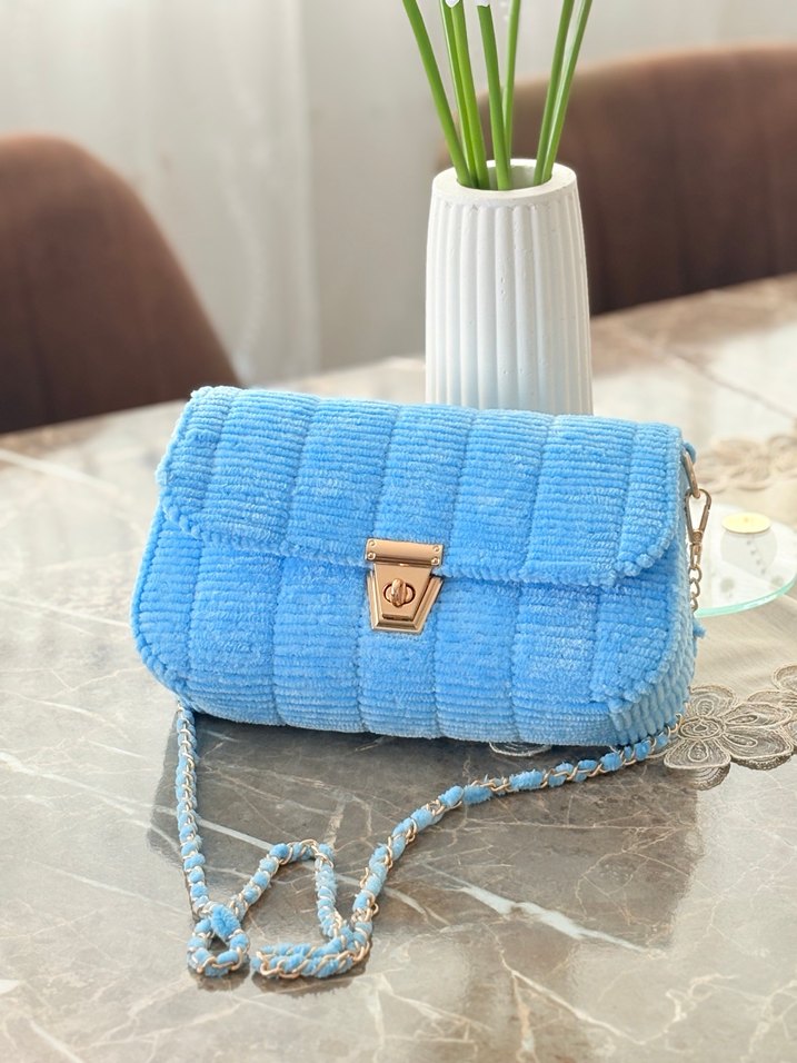 Nakışlı, Tokalı Mavi Kadın Çanta siyah haki - Görsel 2