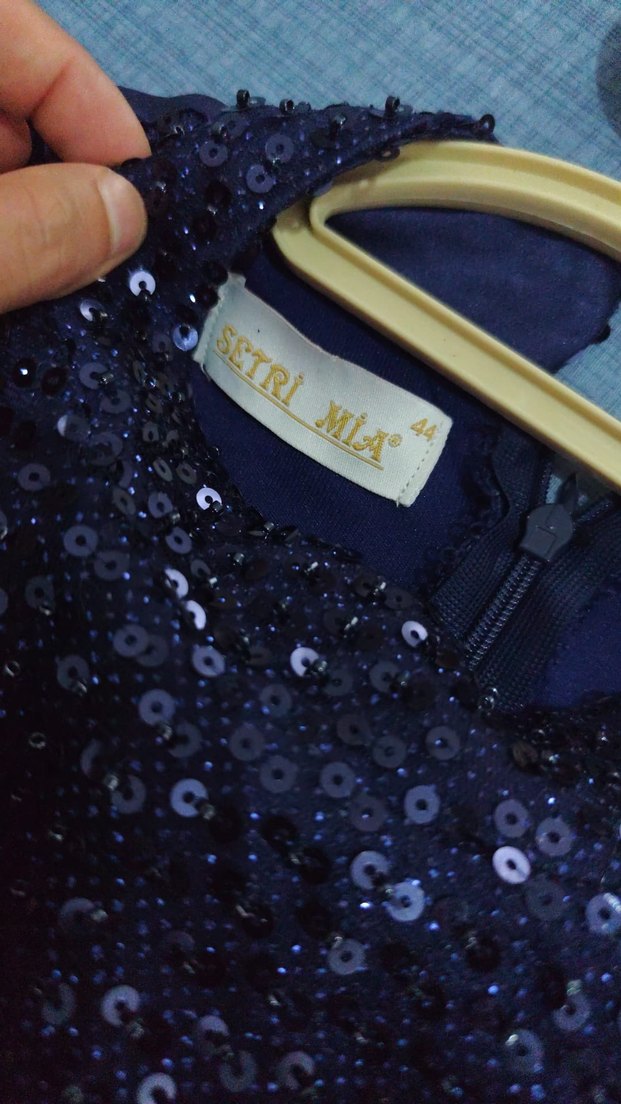 Lacivert Drapeli Uzun Abiye Elbise - Görsel 3