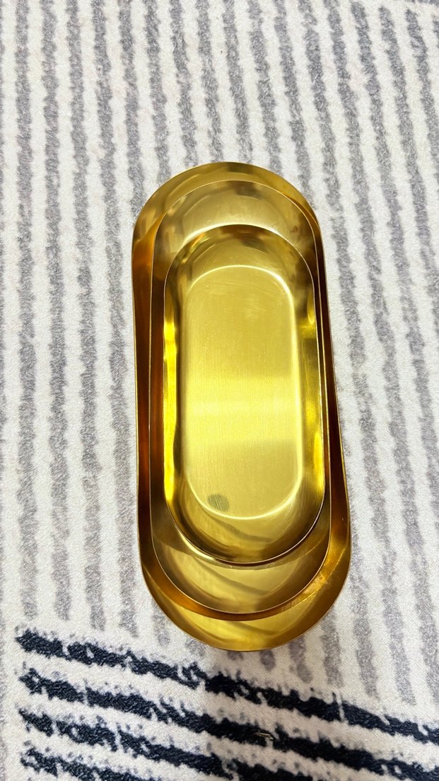 Altın Renk Parlak Dekoratif Tepsi Seti sunumluk - Görsel 2