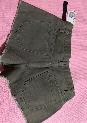 Haki Yeşil Mini Kot Şort - Görsel 4