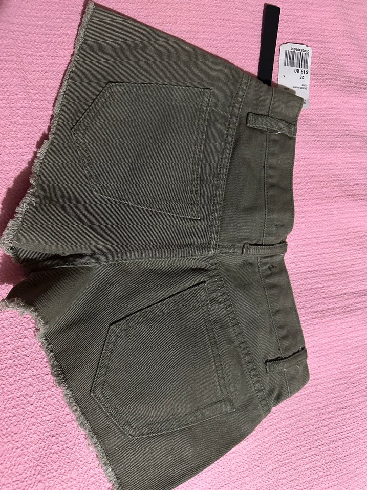 Haki Yeşil Mini Kot Şort - Görsel 4