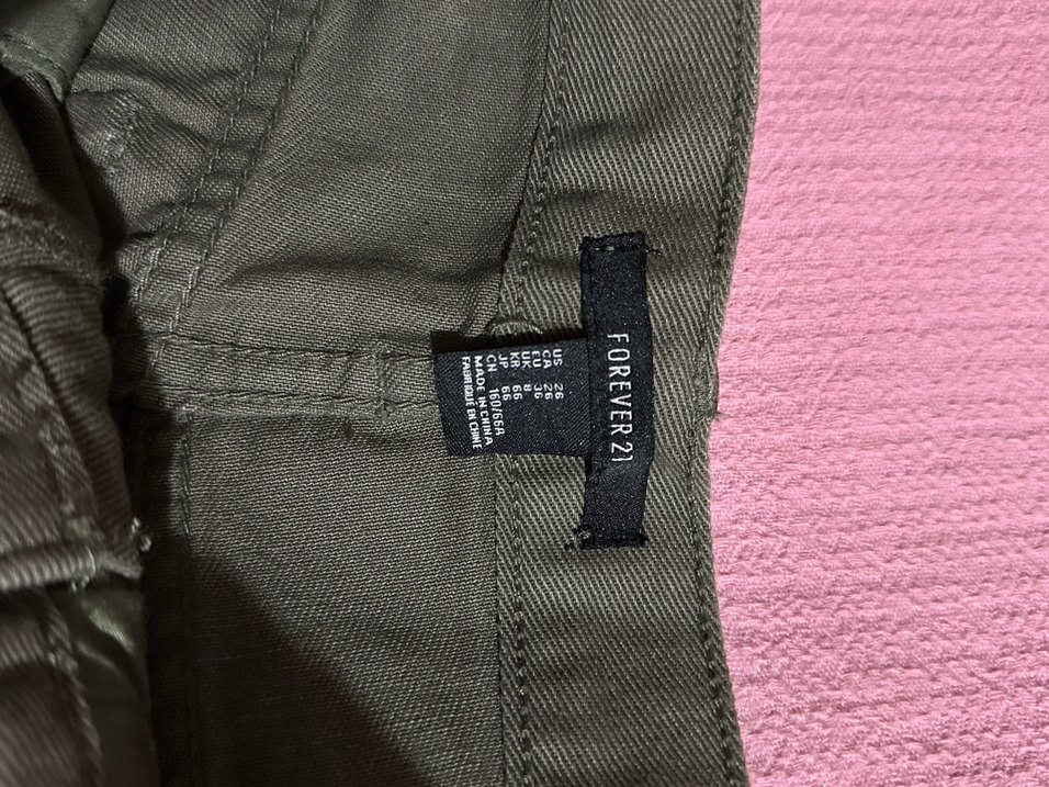 Haki Yeşil Mini Kot Şort - Görsel 5