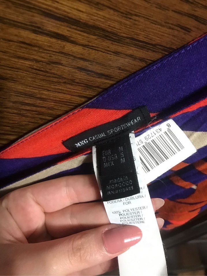 V Yaka Renkli Mango Elbise - Görsel 4