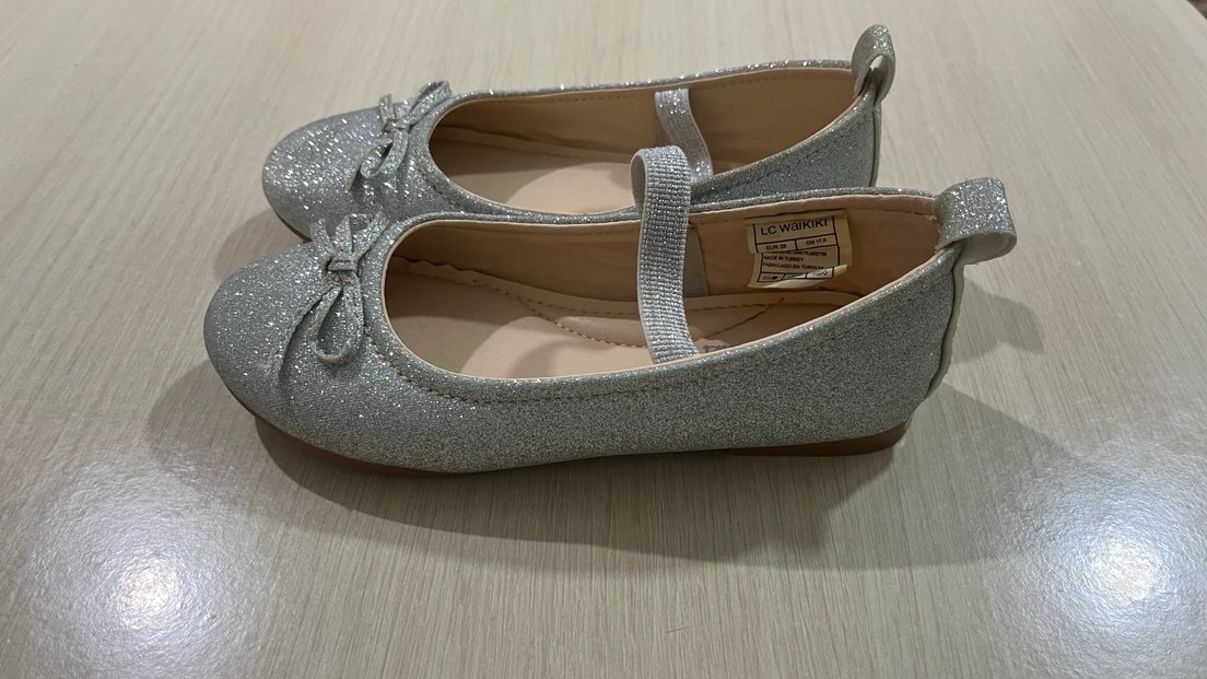 Kız Çocuk Gri Simli Babet Ayakkabı - Görsel 2