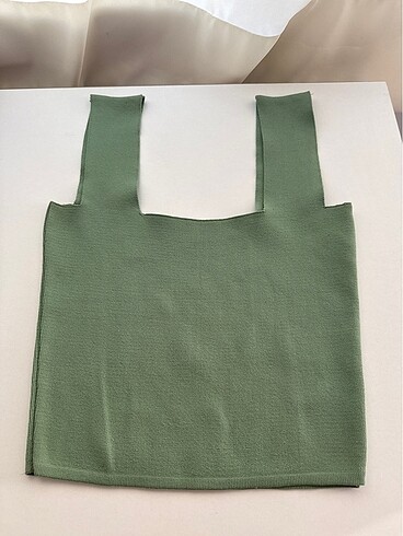 Diğer Yesil kalin askili kisa crop top