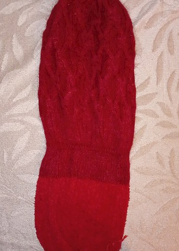 Kırmızı Örgü Kadın Bere - Görsel 3