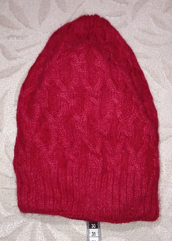 Kırmızı Örgü Kadın Bere - Görsel 2