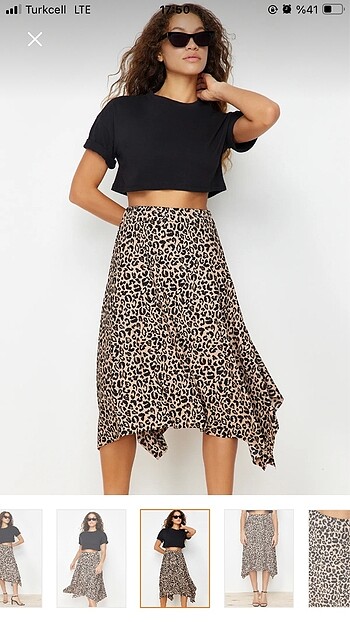 leopar desenli midi boy etek