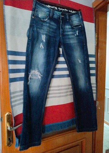 Erkek Lacivert Renkli Bol Kesim Kot Pantolon