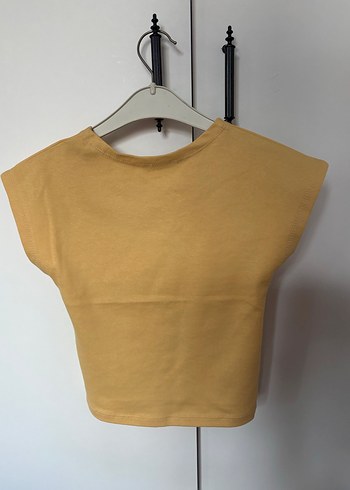 Diğer Sarı Mini Kısa Kollu crop