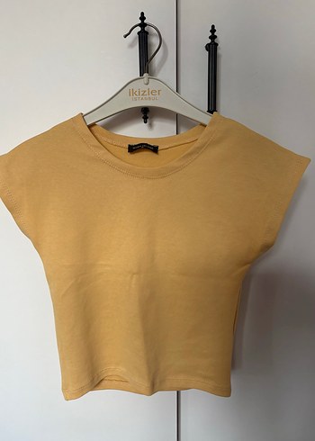 Sarı Mini Kısa Kollu crop