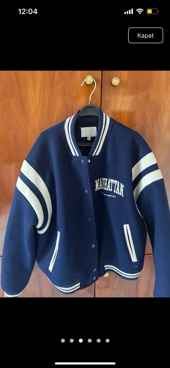 Pull and bear Mavi Düğmeli Kadın Bomber Ceket - Görsel 2