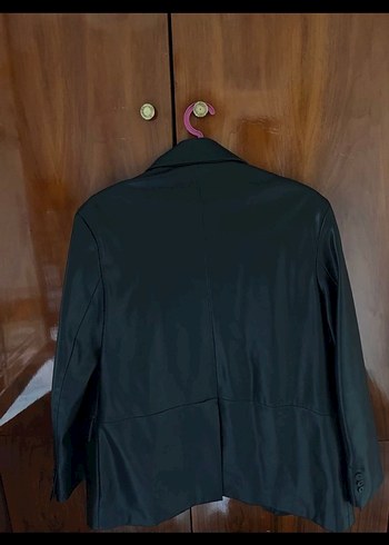 Bershka Blazer Siyah Kadın Deri Ceket, Düğmeli, Uzun Kollu - Görsel 3