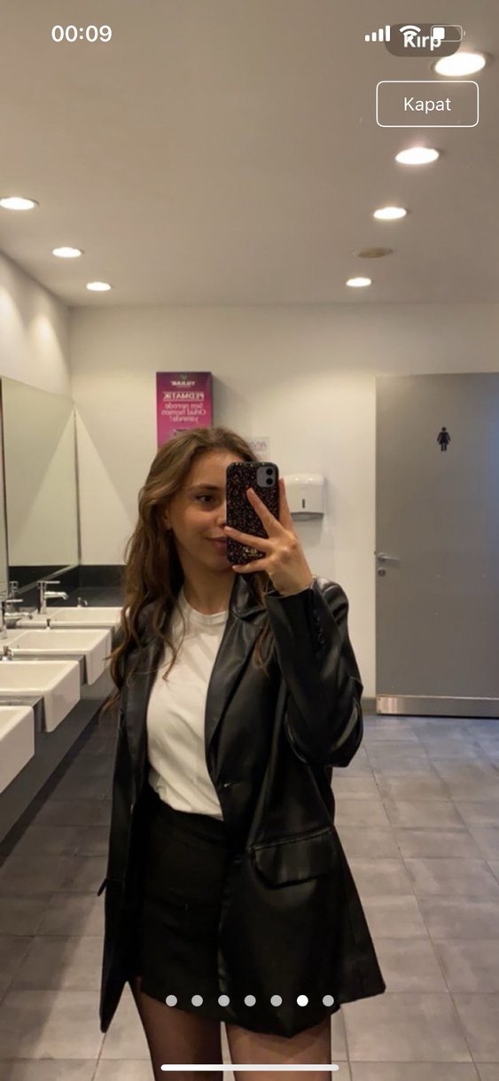 Bershka Blazer Siyah Kadın Deri Ceket, Düğmeli, Uzun Kollu - Görsel 4