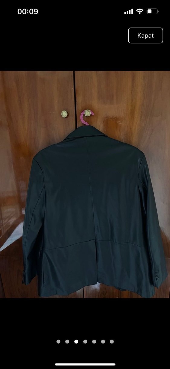 Bershka Blazer Siyah Kadın Deri Ceket, Düğmeli, Uzun Kollu - Görsel 3