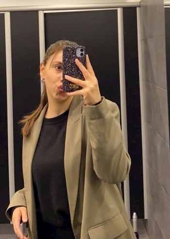 Bej Düğmeli Kadın Blazer Ceket - Görsel 3