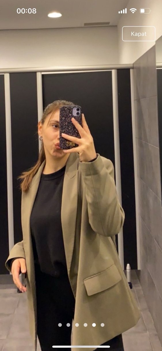 Bej Düğmeli Kadın Blazer Ceket - Görsel 3